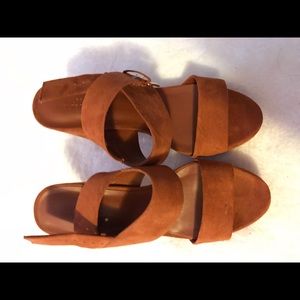 Burnt orange platform heels, with straps